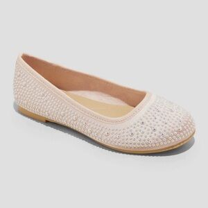 Cat & Jack Lisa Ballet Pink Shoe Flats Girls Rhinestone, size 2